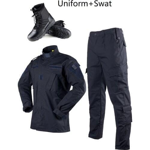 Mens Sets Navy Blue Police Uniforms Security Guards Army Uniform CCCP ACU Ribstop Military Uiforms With Swat
