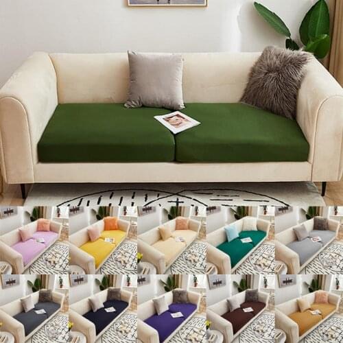 Elastic Solid Color Sofa Seat Cushion Cover For Living Room Chair Protector Washable Removable Slipcover