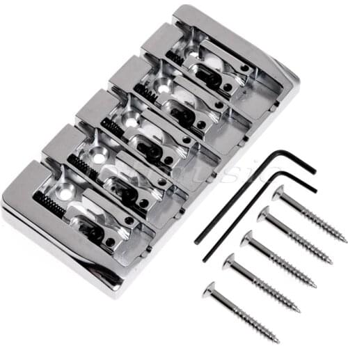 Kmise Electric Bass Bridge Fixed for 5 String Bass Guitar Parts Accessories Gold Black Chrome