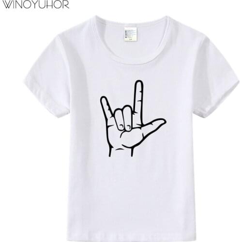 Rocker Hand Print Kids Tshirt Boy Girl T Shirt For Children Toddler Clothes Funny Hip Hop Music Top Tees Drop Ship