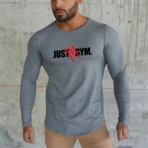 Gyms Fashion Brand Bodybuilding Tshirt Casual Solid Workout Tee Top Men Sleeve Fitness Breathable Sports Long Sleeve T-shirt
