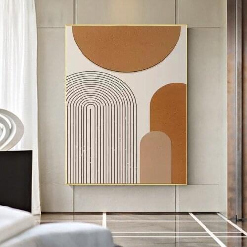 New school hand-painted oil painting modern geometric picture abstract line drawing canvas painting simple home decoration art