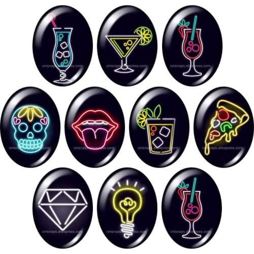 Beauty Black Lighting Symbols 13x18mm/18x25mm/30x40mm mixed Oval photo glass cabochon demo flat back Jewelry findings