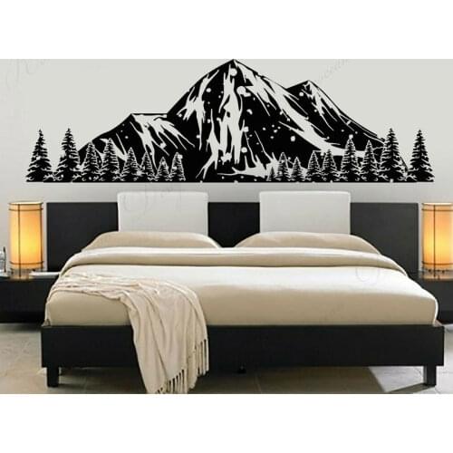 Beautiful Snowy Mountains Landscape Winter Nature Wall Stickers Vinyl Home Decor Living Room Bedroom Decals Removable Mural 4357