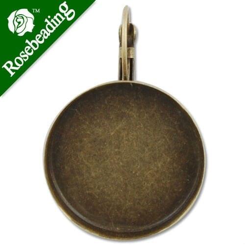 25MM Round Antique Bronze French Lever Back Earrings Blank/Base,fit 25MM glass cabochons,buttons