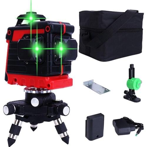 360 Laser Levels 12 Lines 3D Powerful Green Laser Levels Horizontal Vertical Cross Auto Self-Leveling Indoor Outdoor Rotary Tool
