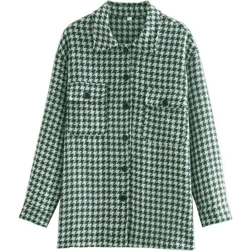 Trendy Nice Women Jacket Spring Autumn Lapel Oversized Plaid Female Coat Streetwear Chic Ladies Loose Cotton Coats Outwear