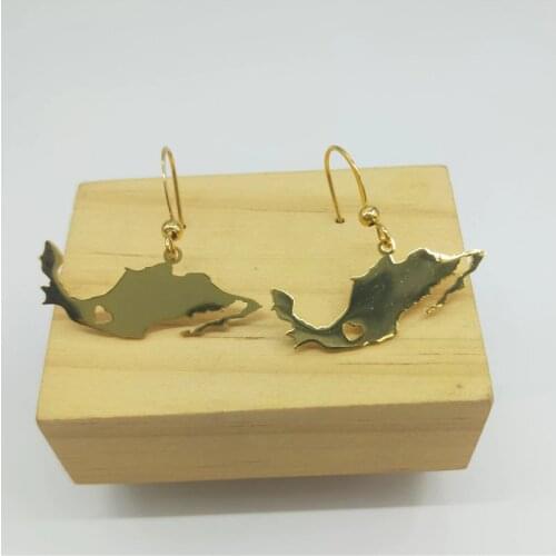 Trendy Mexico Map earring Mexico Map Stainless Steel Heart Pendant earrings Women Fashion Map Jewellery Gift