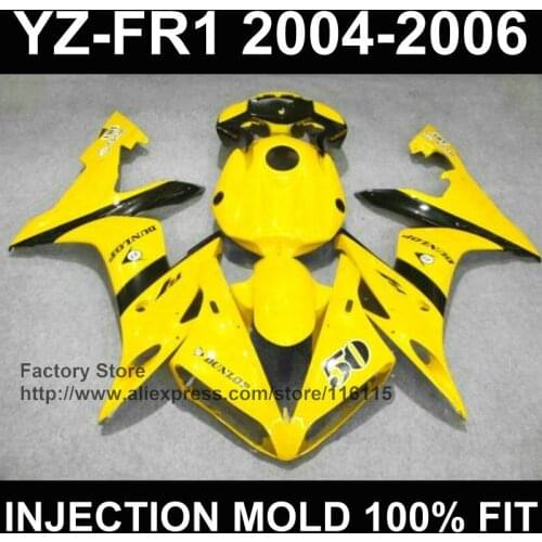 MOTOMARTS 100% Fit for YAMAHA YZF R1 fairings 2004 2005 2006 YZF1000 1 YZFR 04 05 06 Clean yellow fairing Full injection