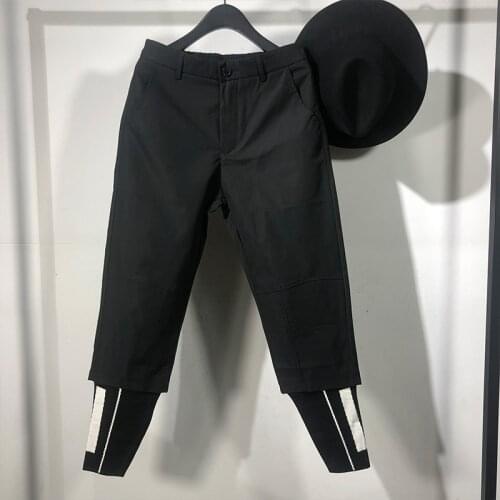 Owen Seak Men Casual Cargo Harem Pants High Street Wear Hip Hop Ankle Length Mens Clothing Sweatpants Autumn Black Pants