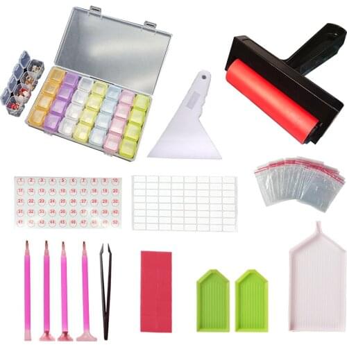 New 5D Diamond Painting Tools Kits Diamond Embroidery Accessories Sets Roller pen Clay Tray stylo sticker Storage Box set