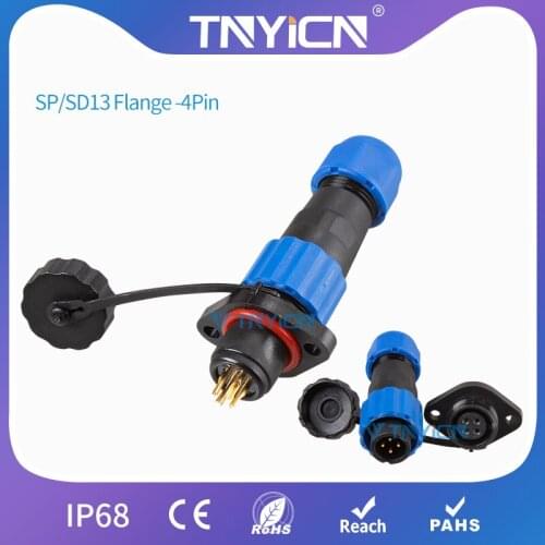 Waterproof Connector IP68 SP/SD20 Flange-4Pin Panel Mount Cable Connectors Wire Connectors Set Dad Mom Led Plug and Socket