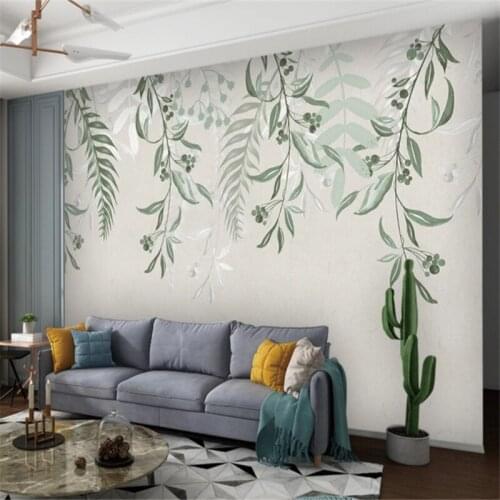 Custom Mural Wallpaper Small Fresh Plant TV Background Wall Painting