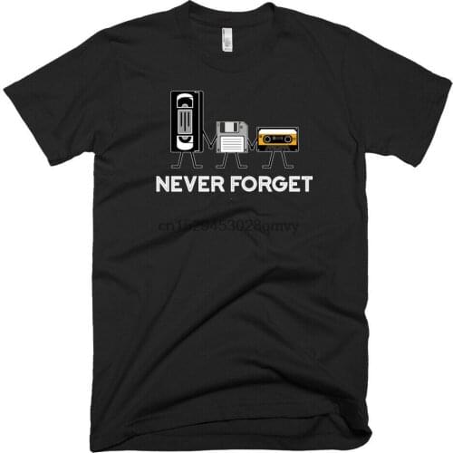 Never Forget T Shirt Cool funny floppy disk VHS 90s 80s tee- Mens T-shirts