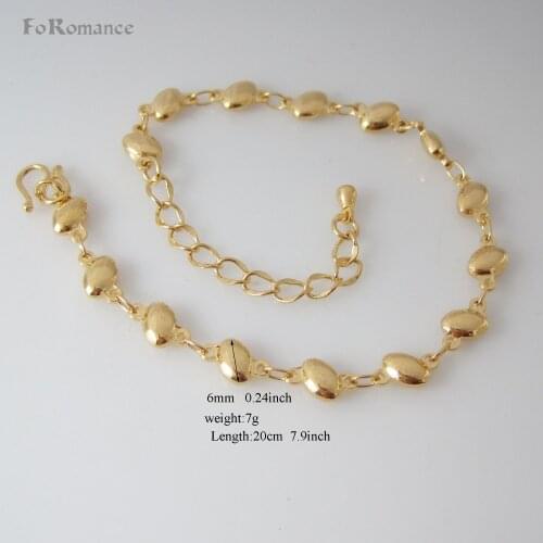 Min Order 10$/Can mix design //NEW 7.9inch 20cm - YELLOW GOLD OVERLAY FILLED BRASS OVAL PLAIN BEADS WIDTH 6MM LINK BRACELET