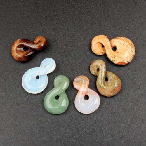 Wholesale Dalmatine Handmade Gift Crystal Charm Twisted 8 Shape Jewelry Natural Stone Minimalist Infinity Pendants Free Shipping