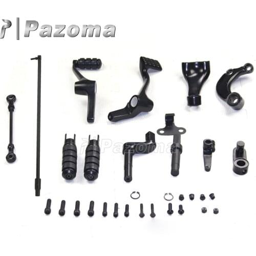PAZOMA Matte Black Motorcycle Forward Control Kit Pegs Levers Linkage for Sportster 883 Super Low (XL883L) 2014 2015 2016
