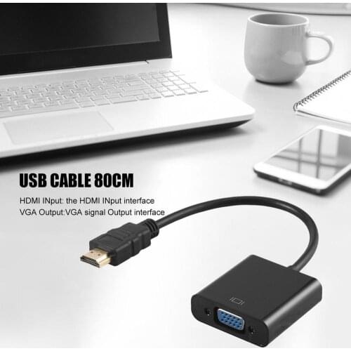 HDMI Male To VGA RGB Female HDMI To VGA Video Converter Adapter 1080P For PC Black Male-Female Adapter Converter