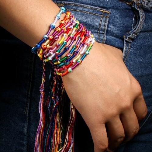 10Pcs/set Colorful Rainbow Color Mix Braid Bracelets for Women Jewelry Gift DIY Charm Handmade Rope Bangles Bohemia