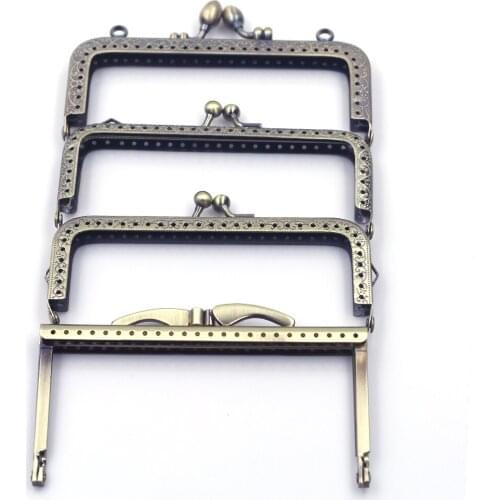 Bronze Tone 12.5cm Square Metal Purse Frames Pouch Bag Kiss Clasps Buckles Handles Lock DIY Handbag Luggage Making Accessories