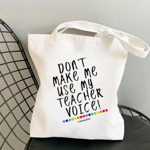 Supplies Teacher Voice Printed Tote Bag women Harajuku shopper Funny handbag Shoulder girl shopping bag Lady gift Canvas Bag