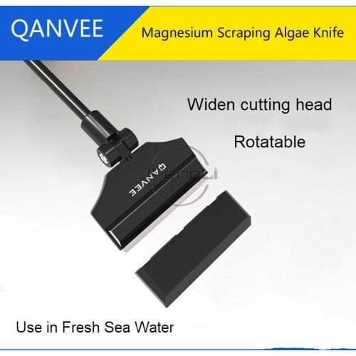 QANVEE Aluminium Magnesium Alloy Rotatable Scraping Algae Knife Clean Brush Fish Tank Aquatic Plants Fresh Marine Water