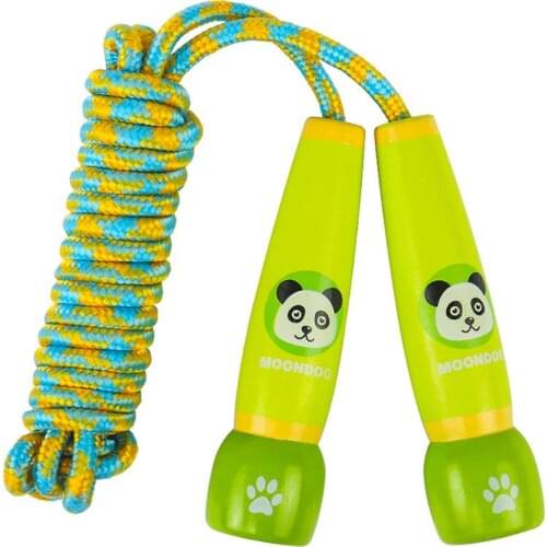 Multi-Color Cartoon Animal Child Wooden Handle Skipping Rope Kid Fitness Wood Handle Kindergarten Game Skipping Rope Jump Rope
