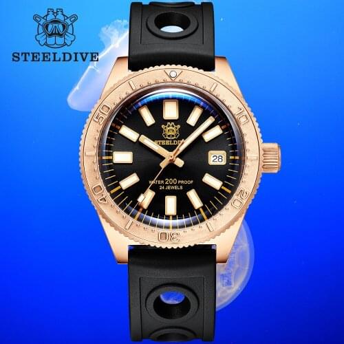 STEELDIVE SD1962S Classic Mens Dive Watch Sapphire Glass Bubble Mirror Japan NH35 C3 Green Luminous 200M Waterproof Wristwatch