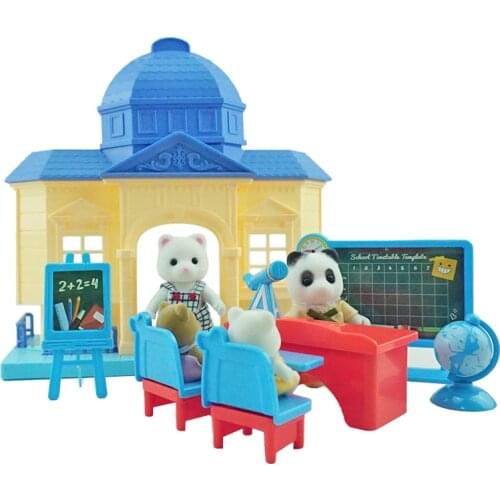 Sweety Zoey Forest Animals 1:12 School Family Campus Desks Chairs Dollhouse Classroom Bunny Miniature Furniture Gifts for Girls