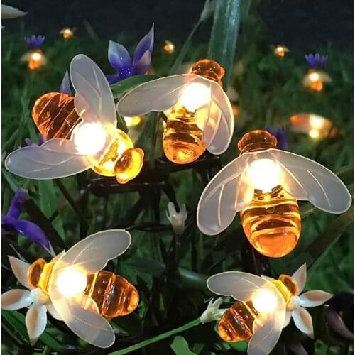 50 LED Solar String Light Outdoor, Bee Fairy Lighting 8 Mode Waterproof Light for Party Wedding Bedroom Lawn 24Ft Warm White