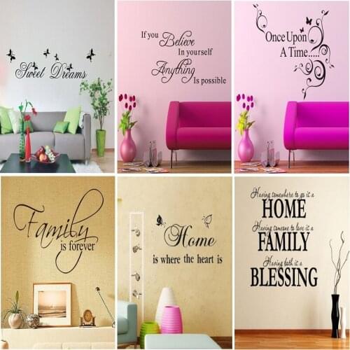 Butterfly flower Family is forever sweet dreams Living Room bedroom Vinyl Wall Decal boy room murals Wall Sticker Home Decor