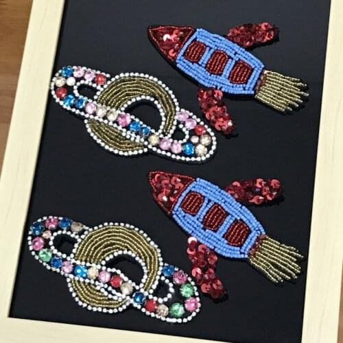 High quality hand nail celestial body rocket planet patch clothing bag cap DIY accessories decoration patches applique