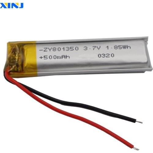 XINJ 3.7V 500mAh Lithium Polymer Battery Accumulator Li ion li-po 801350 For MP4 E-book Driving Camera LED lighting Game player