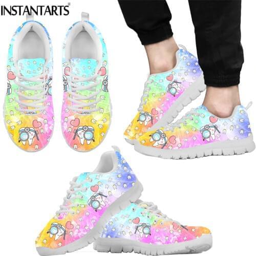 INSTANTARTS Dentist Shoes Woman Flats Sneakers Gradient Tooth Dental Doctor Print Summer Breathable Female Shoe Ladies Footwear