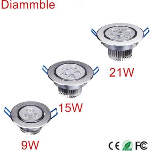 1Pcs 9W 15W 21W good quality lowest price Dimmable led downlight lighting lamp AC85-265V led cabinet light Indoor lighting