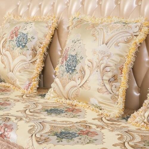 1 Piece Sofa Cushion Cover 45x45cm Luxury Blue Gold Throw Pillow Covers Square Rectangle Europe Jacquard Floral Home Decorative