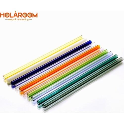 1pc High Borosilicate Glass Drinking Straw Colourful Eco-friendly Straw Practical Coffee Milk Tea Drinks Straw For Bar Accessory