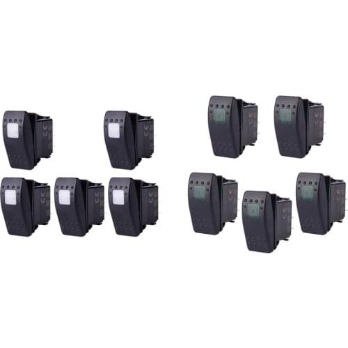 10 Pieces Car Boat 12V 20A Bar Rocker Toggle Switch with White & Green Light