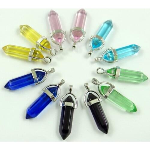 Natural stone Opal Turquoises tiger eye Opal crystal Quartz charm Pendants for diy Jewelry making necklaces Accessories10pcs