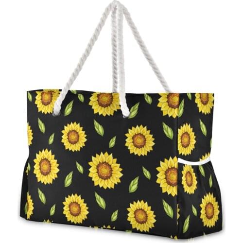 2021 Big Women Handbag Nylon Women Shoulder Bags Sunflower Printing Designer Women Messenger Bags Ladies Casual Tote Bags Beach