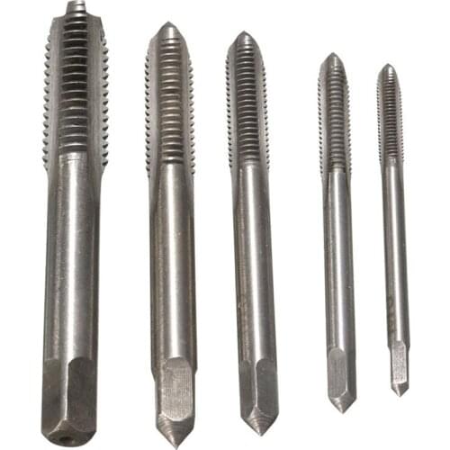 5PCS/Set Metric Spiral Point Machine Tap Hand Thread Tap, Bearing Steel Straight Fluted Plug Tap M3 M4 M5 M6 M8 Fast Tapping