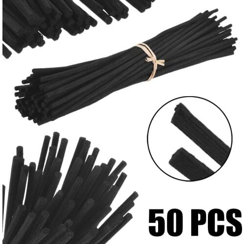 50Pcs Black Fragrance Oil Diffuser Rattan Reed Replacement Stick For Home Fragrance Diffuser Decoration Set