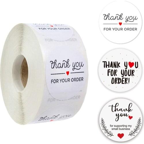 500pcs Round White paper label stickers Thank you sticker Wedding Gift box decor Envelope seal Scrapbooking stationery sticker