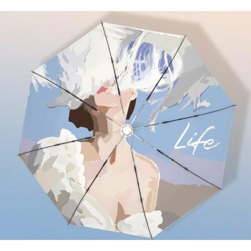 Automatic Windproof 3-Folding Umbrella Rain Women Portable Female Fashion Silver Coating Umbrellas Men Gift Parasol