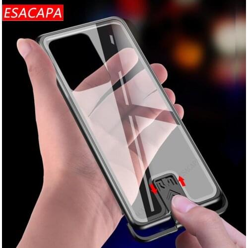 Frameless Transparent Glass Phone Case For Samsung S20 Note 20 Ultra 10 Plus Metal Frame Shockproof Cover For Galaxy S10 Plus 9