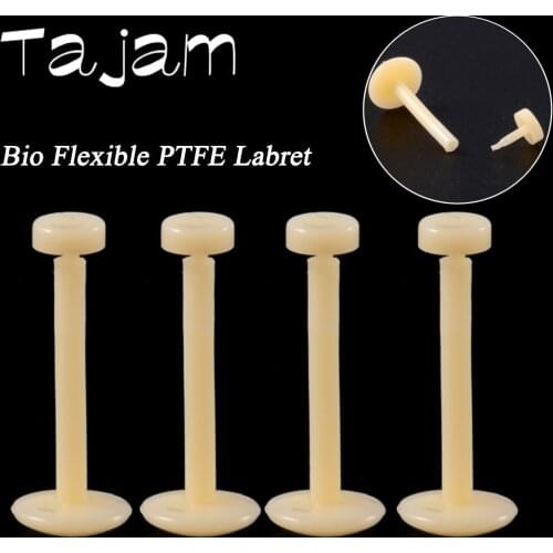 Bio Flexible PTFE Labret Push Fit Pin Retainer Bead Flesh/Clear Color Earring Lip Ring Stud Fashion Body Piercing Jewelry