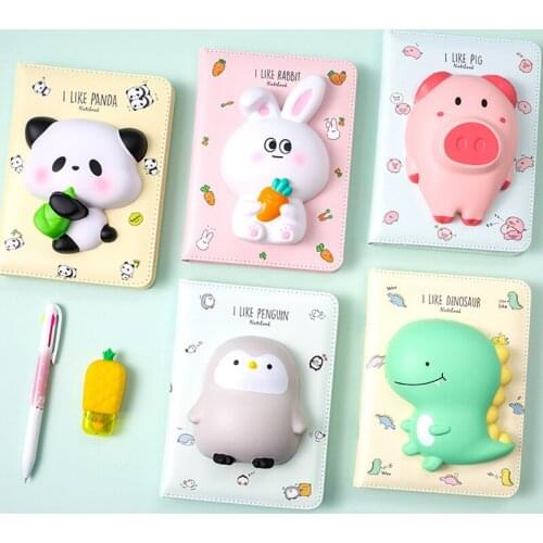 3D Cartoons Animals Fruits Notebook Decompression Notebooks Bunny Student Planner Color Pages Diary School Stationery Supplies