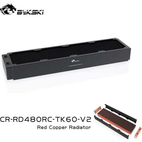 BYKSKI 480mm Copper Radiator for PC Cooling 60mm Thickness for 12cm Fan Water Cooler High performance cooler Radiator 120mm fan