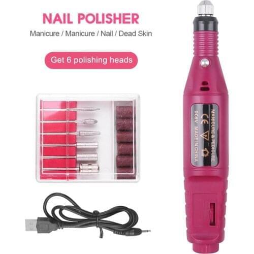 Electric Manicure Nail Drills Kit Remove Polish Pedicure 6pcs Nail File Sanding Bands Machine Nail Art Pen Device Equipment #F2
