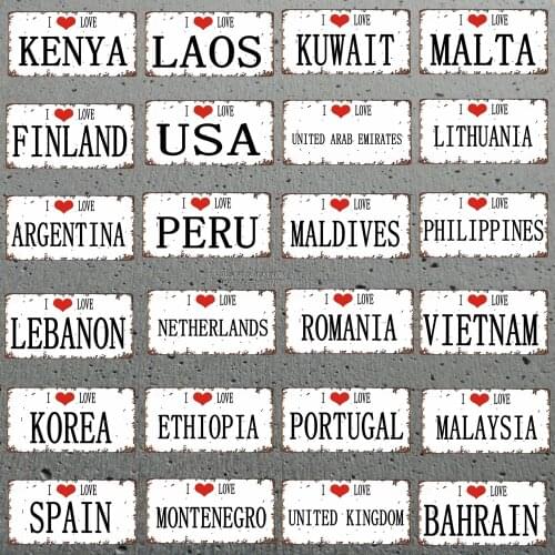 I love Spain City Travel Souvenir Plaque Metal Vintage Nation Tin Sign Wall Pub Shop Home Art Decoration 30X15CM DC-0482A
